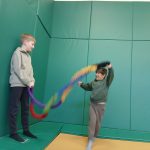 A photo shows children taking part in rebound therapy at SELFA children's charity in North Yorkshire.